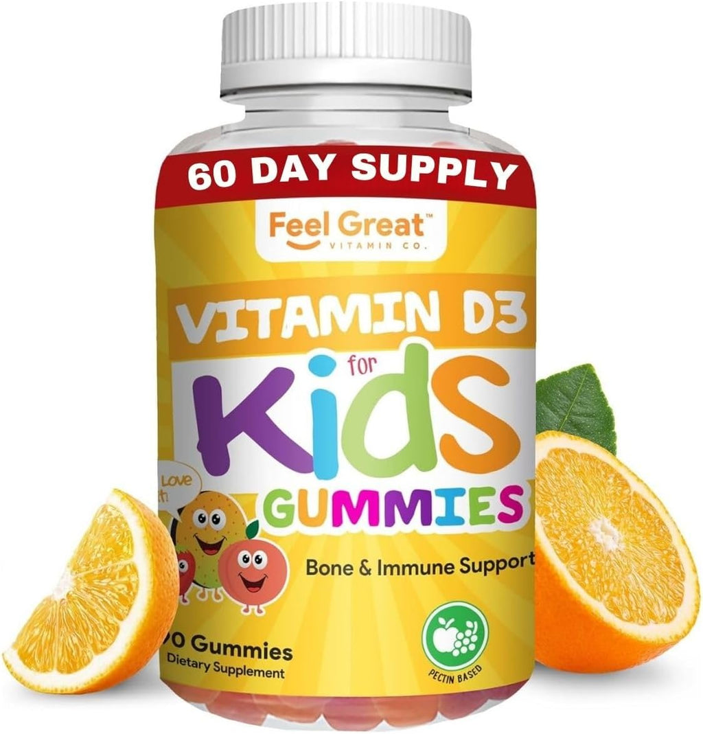 Vitaminas D3 + K2 1000UI en Gominolas para Niños - 60 Gominolas - Sabor Naranja