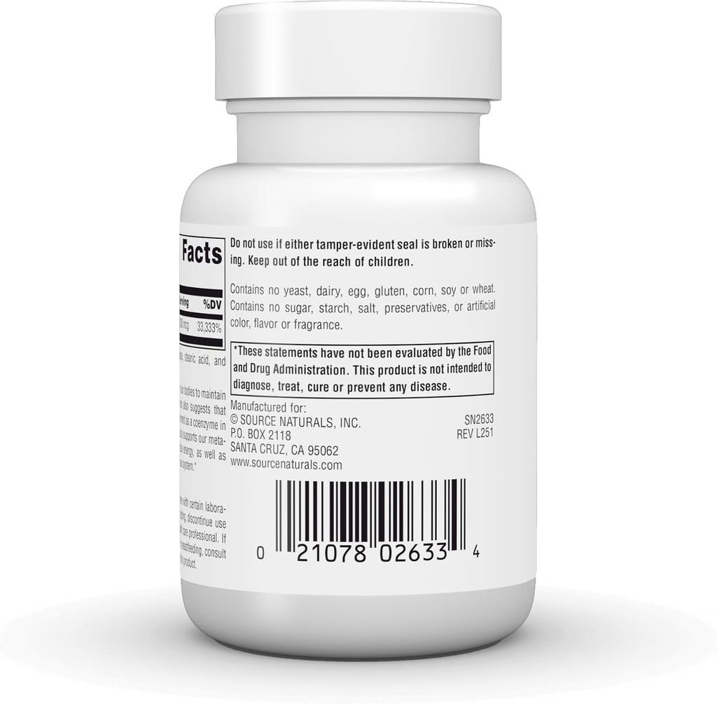 Source Naturals Biotina 10,000 mcg - 120 Comprimidos Apoyo para Cabello, Piel y Uñas