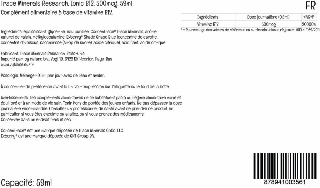Trace Minerals Líquido Iónico B12 1000 mcg – 59 ml (2 oz)
