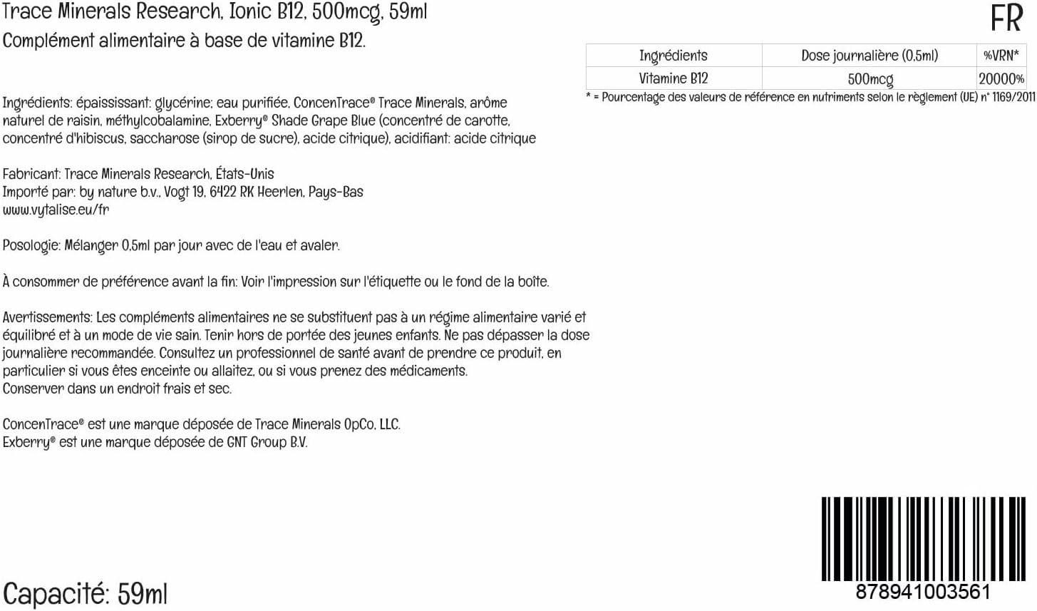 Trace Minerals Líquido Iónico B12 1000 mcg – 59 ml (2 oz)