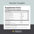 Professional Formulas Hemato Complex – Comprehensive Blood Support with Liver and Spleen Glands, Iron, B Vitamins, Folate and Astragalus – 60 Capsules
