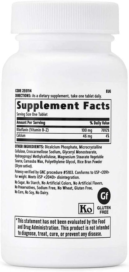 GNC Vitamina B2 100mg - Complemento de – Funcionamiento normal del sistema nervioso: Contribuye a mantener la – Image 2