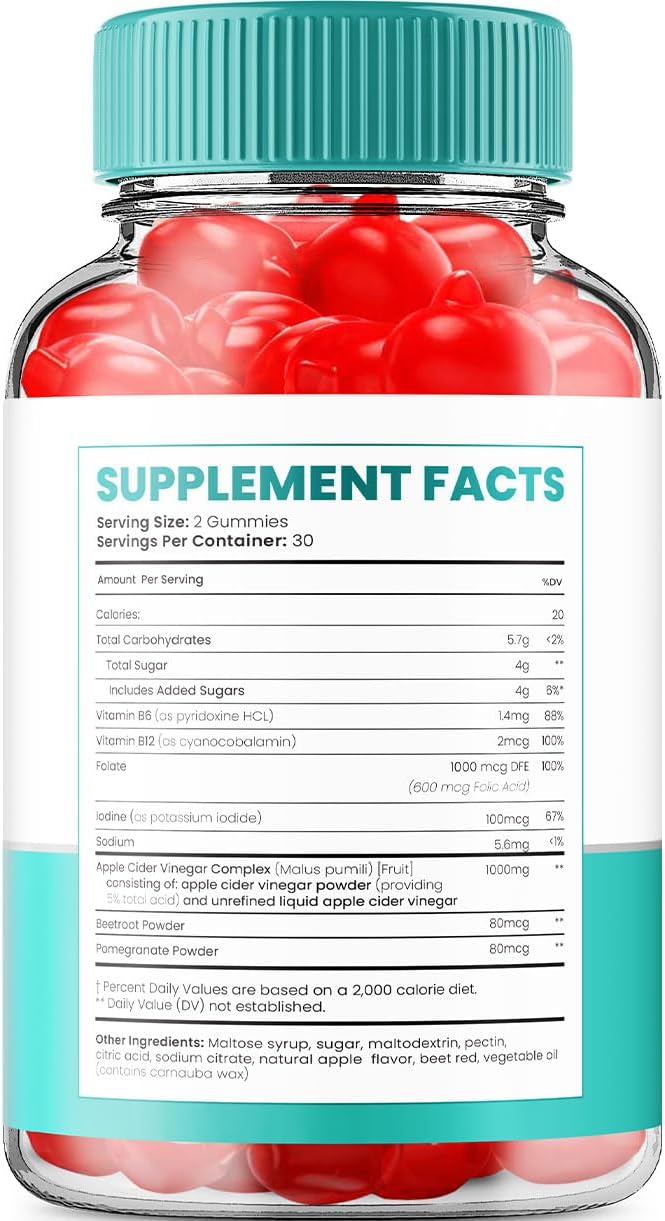 Keto Raw ACV Gummies – Vinagre de Manzana 1000mg con Vitamina B12 (2 Paquetes, 120 Gominolas)