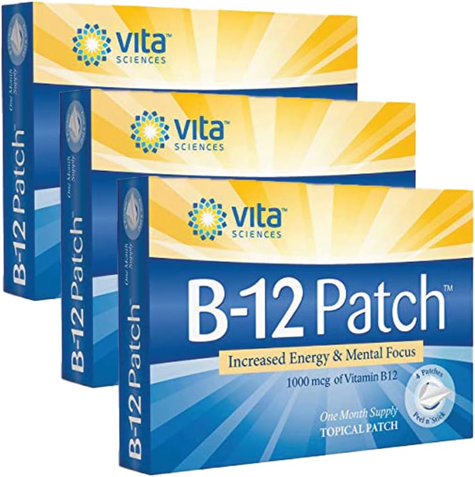 Vita Sciences Parche de Vitamina B12 - Fórmula de Fuerza Extra para Hombres y Mujeres, 1 Mes de Suministro