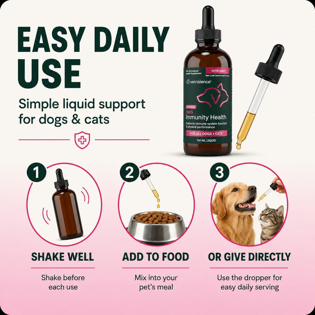 VetriScience DMG Immunity Health Easy-Dose Líquido - Suplemento Inmunitario para Perros y Gatos, Hipoalergénico, 114 ml