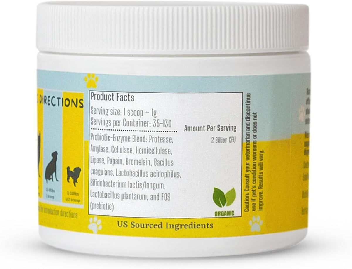 Dog & Cat Probiotics, Prebiotics, & Digestive Enzymes – Flavorless Powder for Gut Health, Allergies, Itchy Skin, Gas & – Image 2