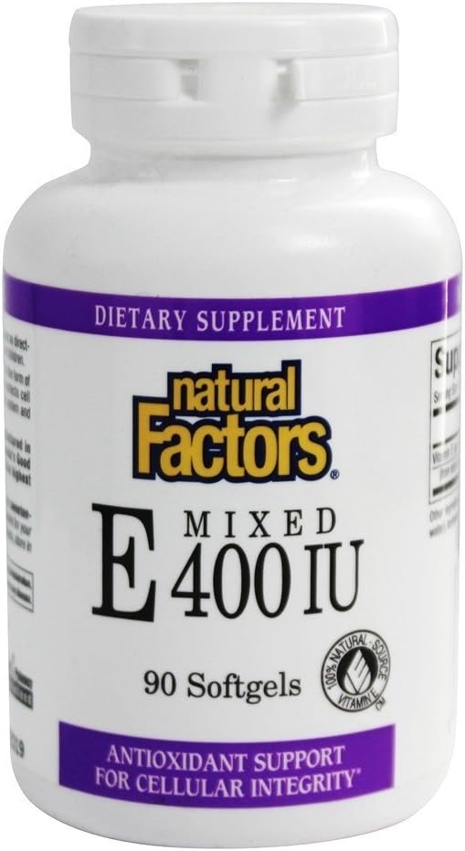 Natural Factors Mixed Vitamin E 400 IU - Antioxidant Protection - with Mixed Tocopherols - 90 Capsules