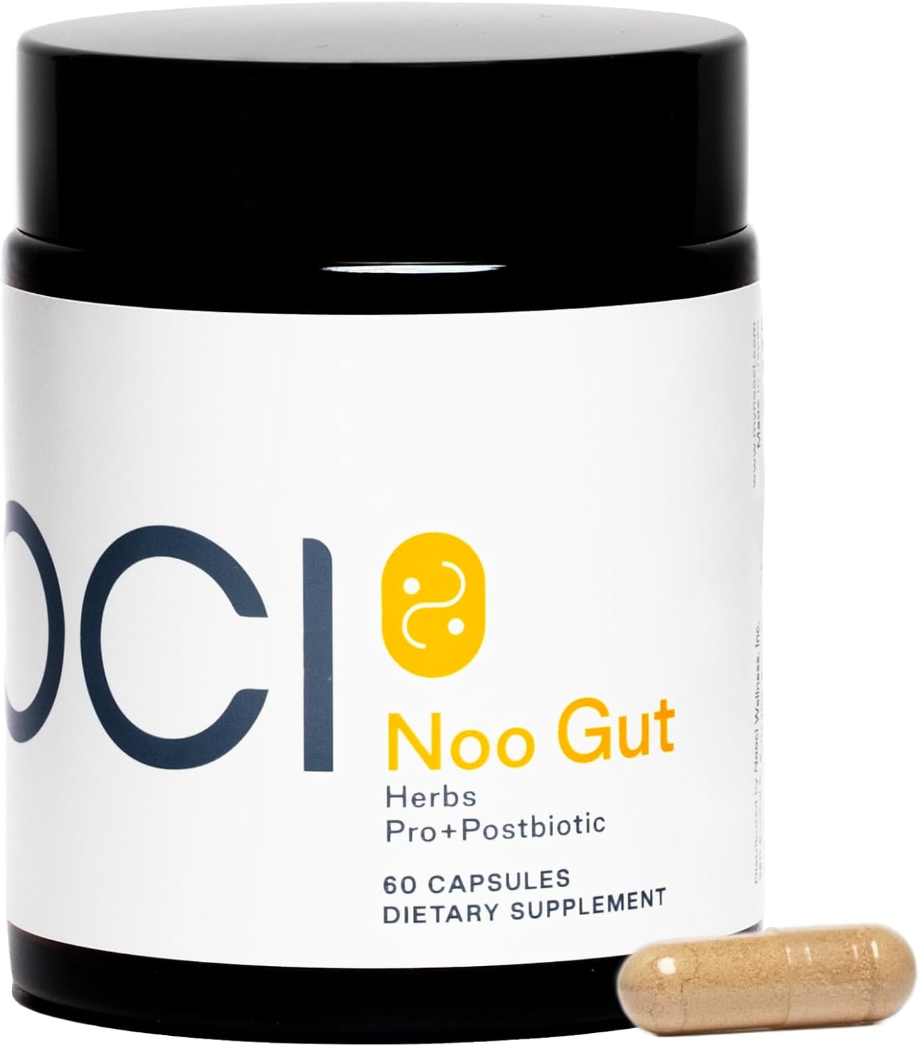 NOOCI NOO Gut, Intestino + Piel: Suplemento 3 en 1 para la Salud Intestinal con Hierbas, Probiótico y Postbiótico, Apoyo Digestivo contra la Hinchazón y el Estreñimiento, 60 Cápsulas Veganas
