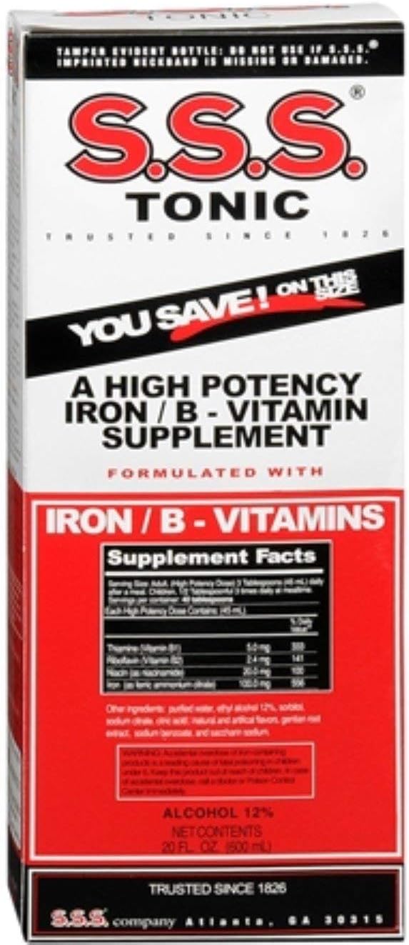 S.S.S. Tonic Liquid - Tónico Multivitamínico con Hierro, 2 Unidades de 591 ml