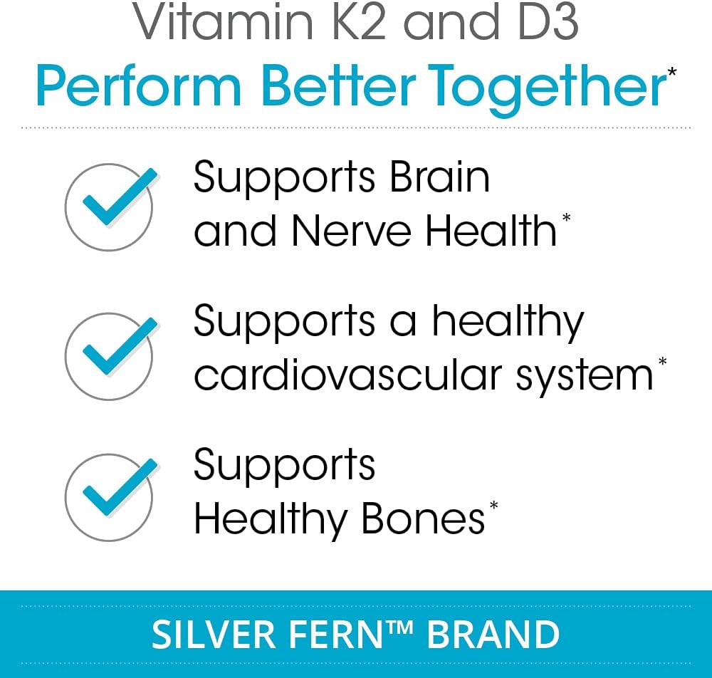 Silver Fern Vitamina K2-D3 - Complemento Natural con K2 MK-7 y D3 - 30 Cápsulas