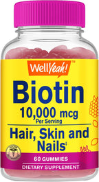WellYeah Biotina 10.000 mcg Gominolas - 60 Unidades - Sabor Frambuesa