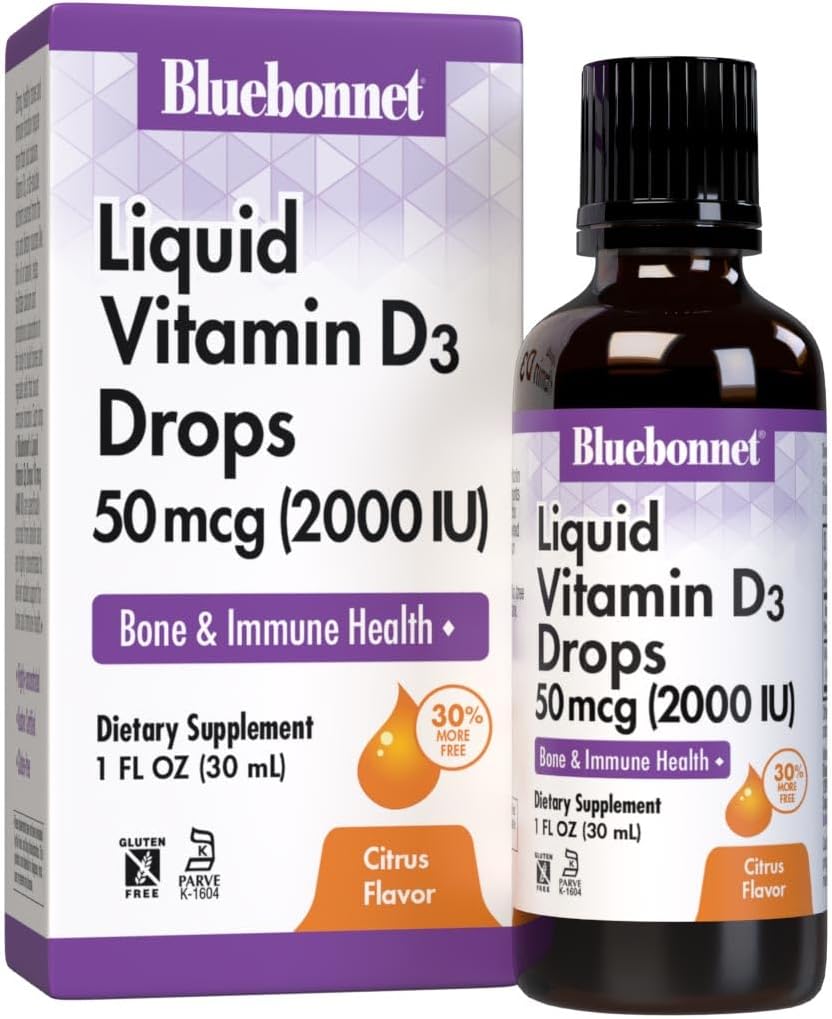 Bluebonnet Vitamin D3 2000IU Liquid Drops - Citrus Flavor - 30 ml