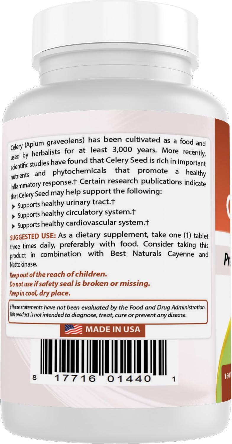Best Naturals Celery Seed 600 mg, 180 Tablets
