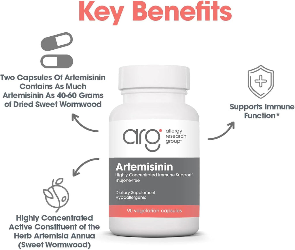 ARG Artemisinina - 200 mg de Extracto Concentrado de Ajenjo Dulce por Dosis - Suplemento Dietético Hipoalergénico y Vegetariano - 90 Cápsulas