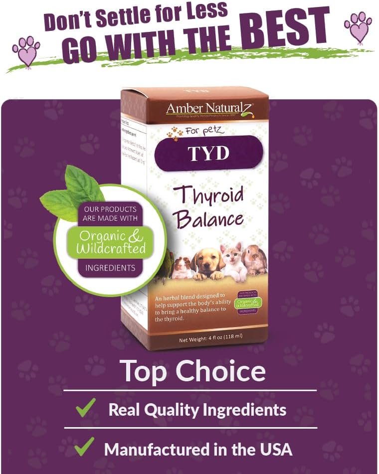 Amber NaturalZ TYD Thyroid Balance - Suplemento herbal para tiroides en mascotas