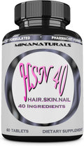 HSN 40 Hair Skin and Nails - 40 Ingredientes con Biotina 10000 mcg, Queratina y Colágeno