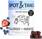 Probioticos para perros - Spot & Tango - Calabaza, Curcuma, Raiz de Achicoria, Pimienta Negra, Mezcla de 9 Cepas - 56 Masticables