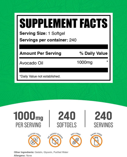 Aceite de Aguacate 1000mg Cápsulas Blandas - 240 Cápsulas