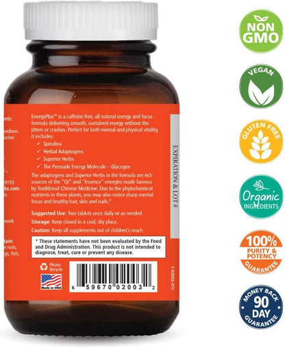 Energy Plus by Pure Essence - Suplemento de Energía Herbal Sin Cafeína - 120 Comprimidos – Image 2
