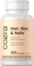 Coera Vitaminas para Cabello, Piel y Uñas con Colágeno, Biotina y Aceite de Argán Marroquí | 165 Cápsulas Blandas | Suplemento No GMO y Sin Gluten para Hombres y Mujeres