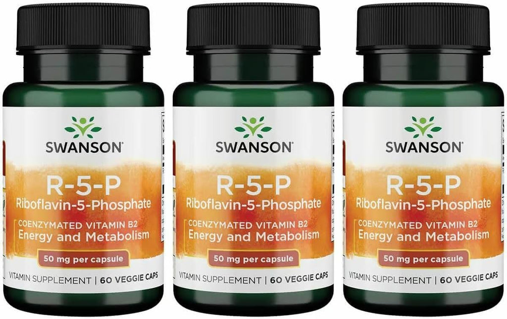 Swanson R-5-P (Riboflavina-5-Fosfato) - Complemento de Vitamina B2 para Energía, Metabolismo y Salud Visual - 60 Cápsulas