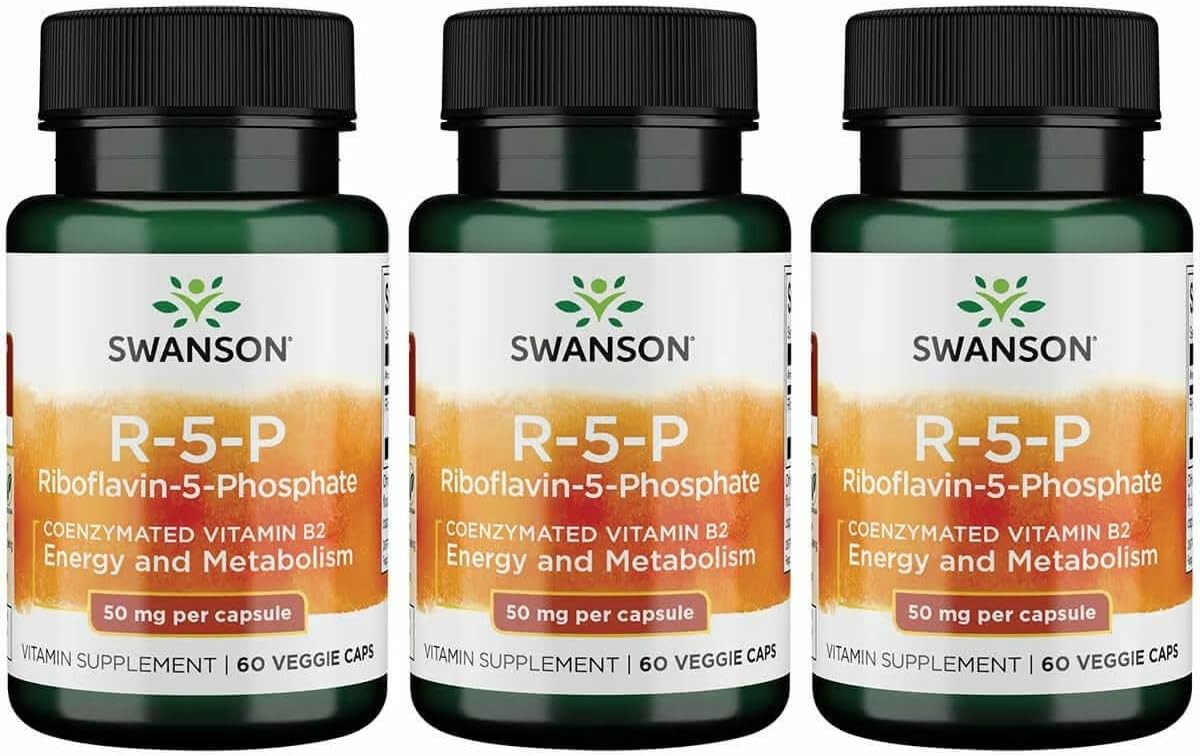 Swanson R-5-P (Riboflavina-5-Fosfato) - Complemento de Vitamina B2 para Energía, Metabolismo y Salud Visual - 60 Cápsulas