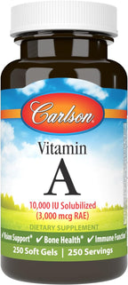 Carlson Labs Solubilized Vitamin A, 10,000 IU, 250 Soft Gels