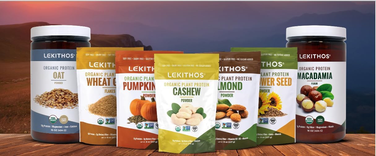 Lekithos Proteína de Avellana Ecológica en Polvo - 227g (8oz) - Ingrediente Único, Sin Azúcares Añadidos, Vegano, Non-GMO