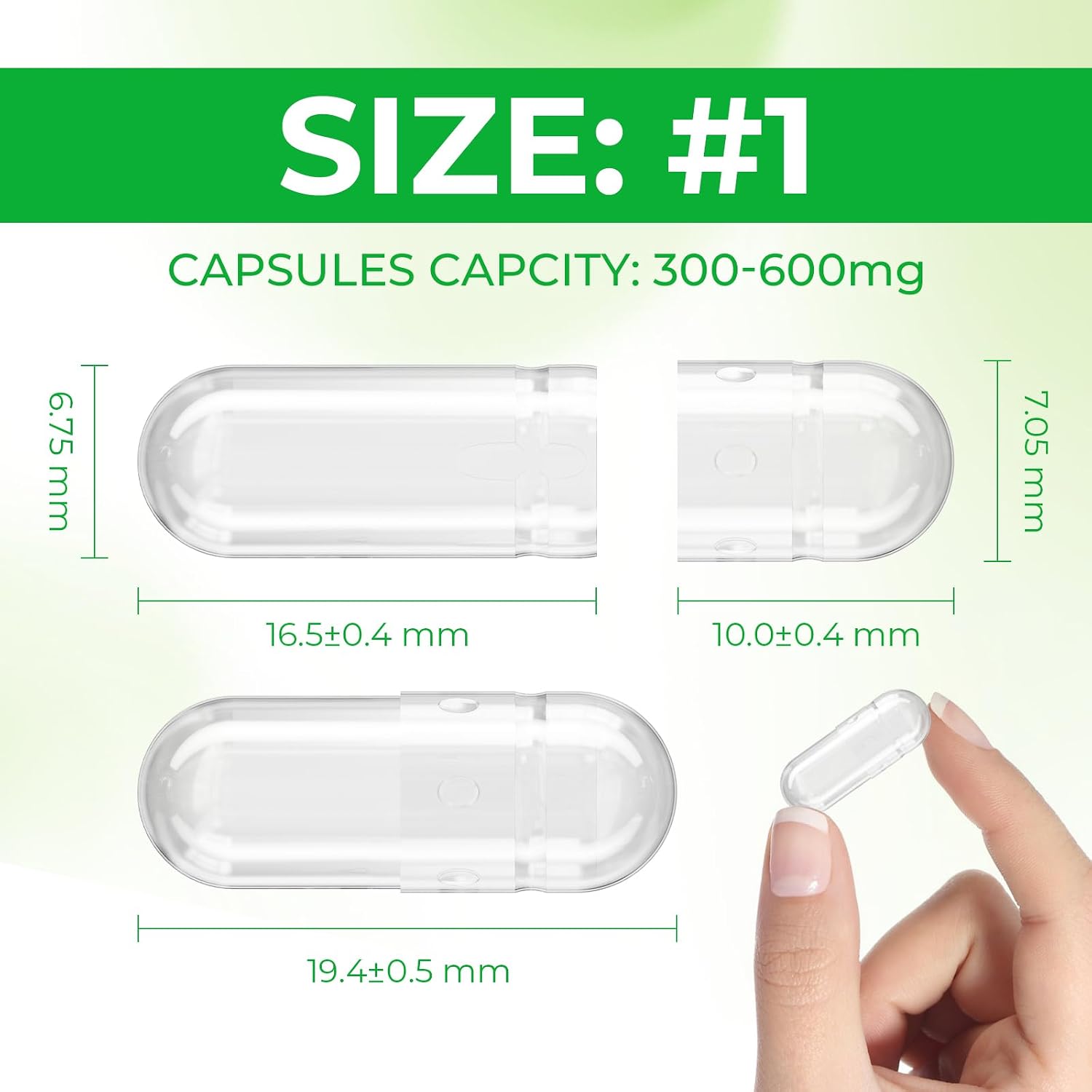 Angtai JN Cápsulas Vegetales Vacías Tamaño 1 (100 uds) - Kit de Llenado con 2 Cucharas