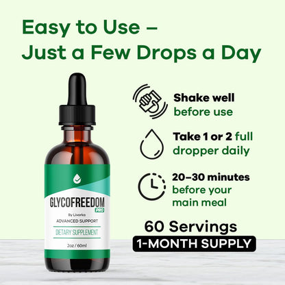 (5 Pack) GlycoFreedom Drops – Complemento Líquido Herbal, 5 Botellas para 5 Meses