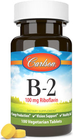 Carlson B-2 Riboflavina 100 mg, 100 Comprimidos Vegetarianos