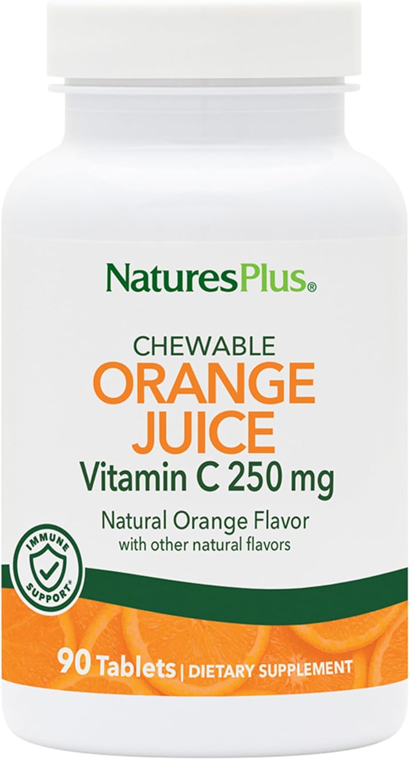 NaturesPlus Vitamina C Masticable 250 mg con Sabor a Naranja - 90 Comprimidos