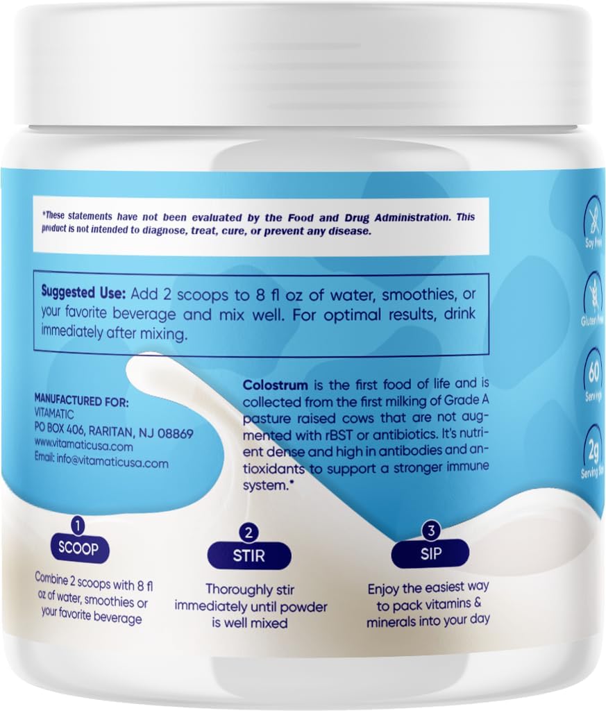 Vitamatic Calostro Bovino en Polvo - 50% IgG - 120g (60 dosis)