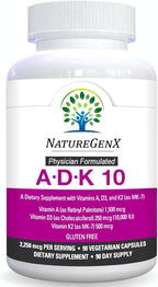 NatureGenX ADK10 – Vitaminas A, D3 y K2 MK-7 (90 Cápsulas)