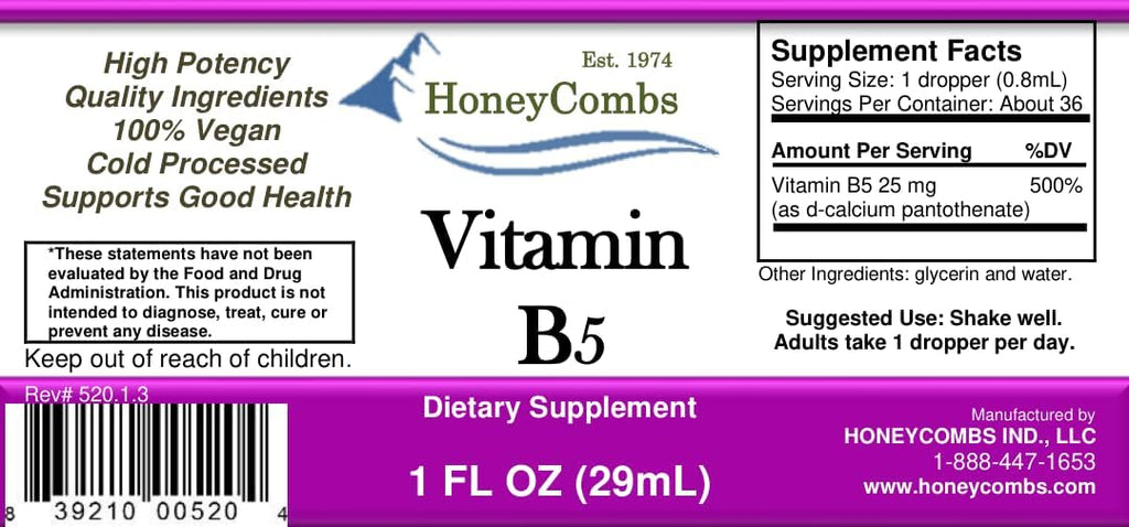 Liquid Vitamin B5 50 mg – Pantothenic Acid Dropper, Vegan, 30 ml