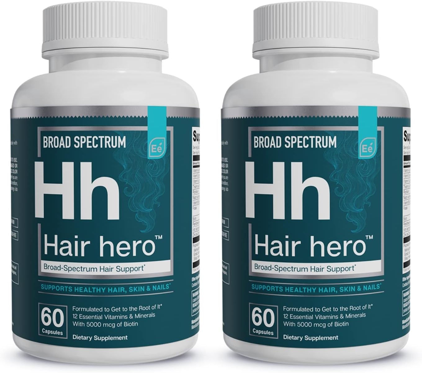 Essential Elements Hair Hero - Biotina 5000 mcg para hombres, 60 cápsulas (pack de 2)