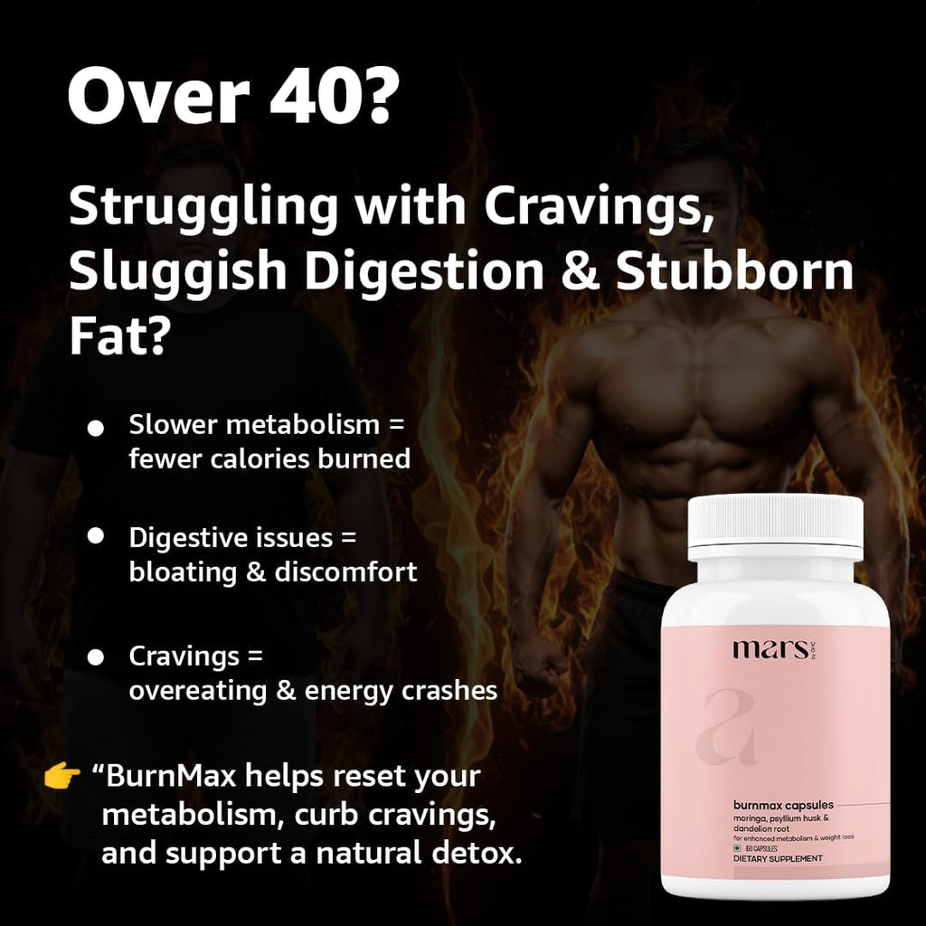 mars by GHC BurnMax Cápsulas con Psyllium Husk, Té Verde, Moringa y Diente de León - Fórmula de Alta Fibra, Pack de 2