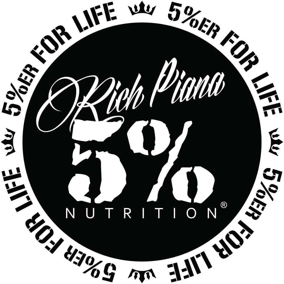 Rich Piana 5% Nutrition 5% ERFORLIFE Calcomanía Negra con Borde Blanco de 4 Pulgadas Círculo #2