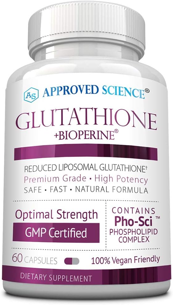 Approved Science Glutathione 500 mg con Complejo Fosfolípido, Vitamina C y BioPerina - 60 Cápsulas