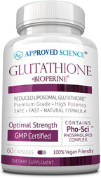 Approved Science® Glutatión 500 mg con Vitamina C y BioPerine - 180 Cápsulas (3 Envases)