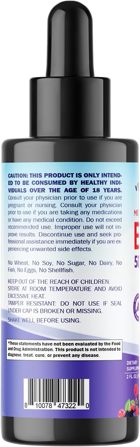 Vitamatic Vitamina B12 Líquida 5000 mcg Metilcobalamina, Sabor Natural a Bayas, Pack de 2