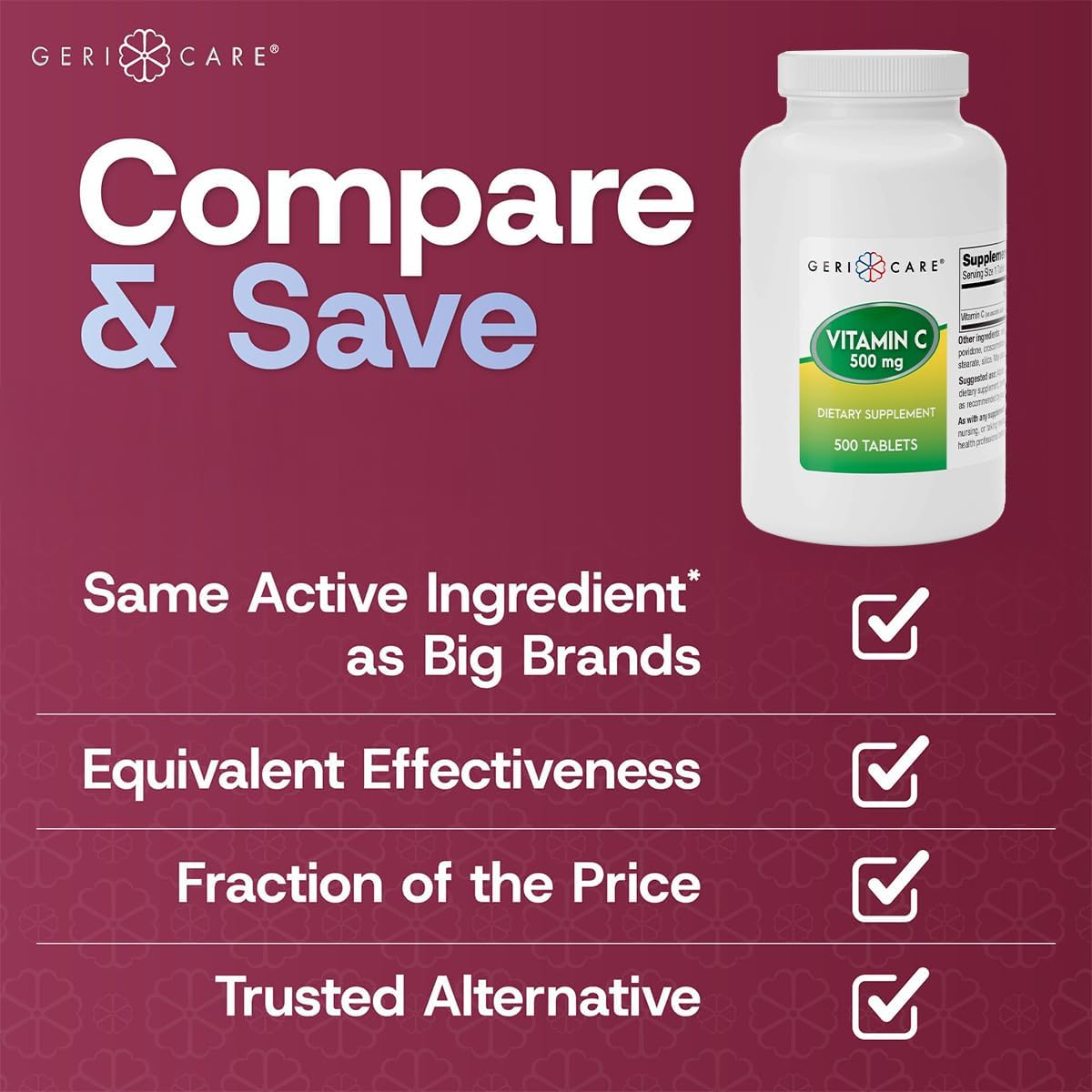 GeriCare Vitamina C 500 mg, 500 Comprimidos