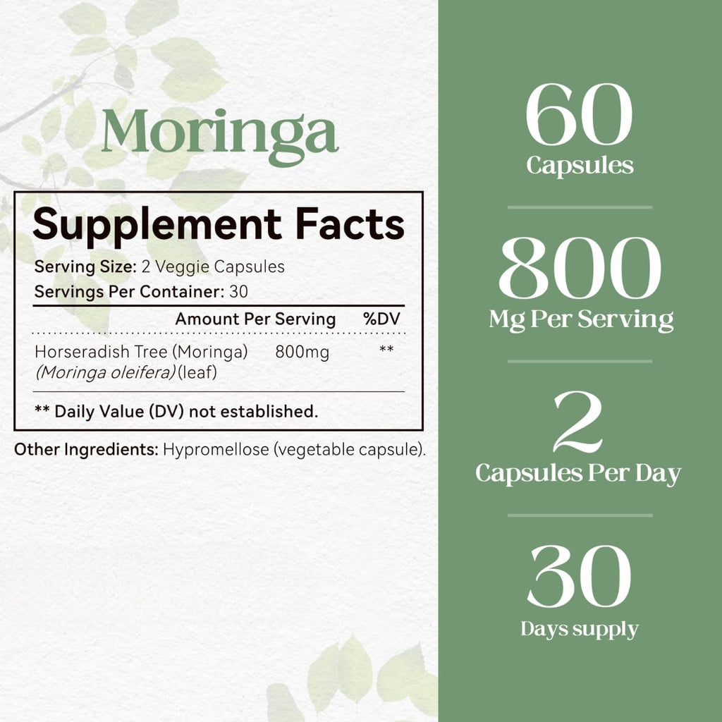 HyberVive Moringa Pura Cápsulas 800mg - 60 Cápsulas Veganas