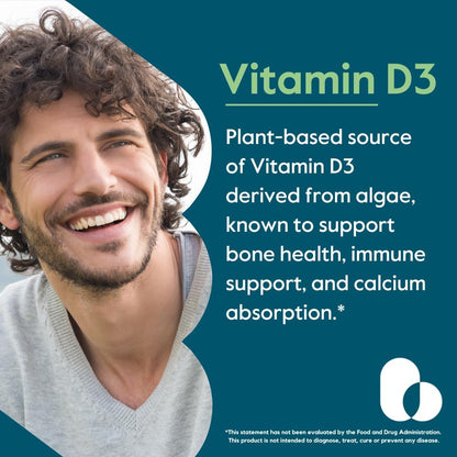 BESTVITE Vitamina D3 Vegana 2500 IU – 120 – El mantenimiento de los niveles normales de calcio en sangre.* – Image 2