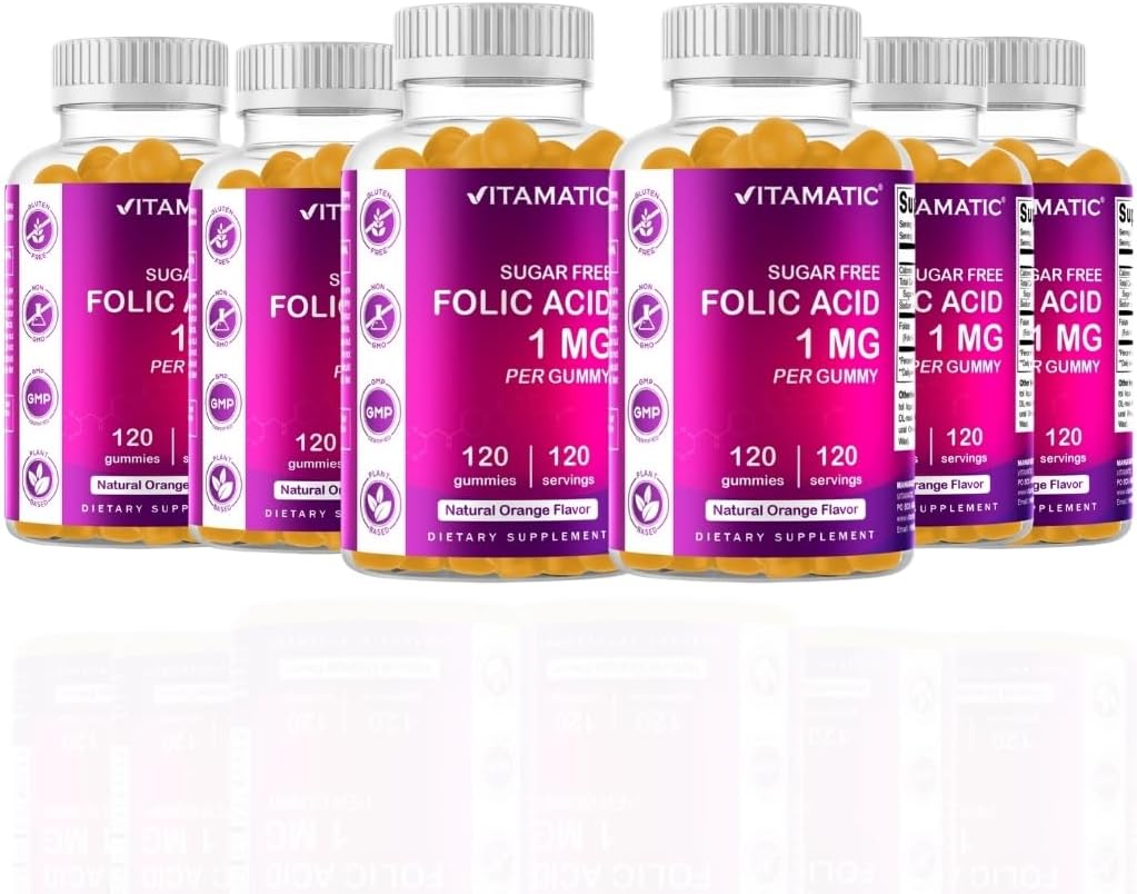 Vitamatic Ácido Fólico Gummies 1000 mcg (1 mg) - 120 Gummies Veganas