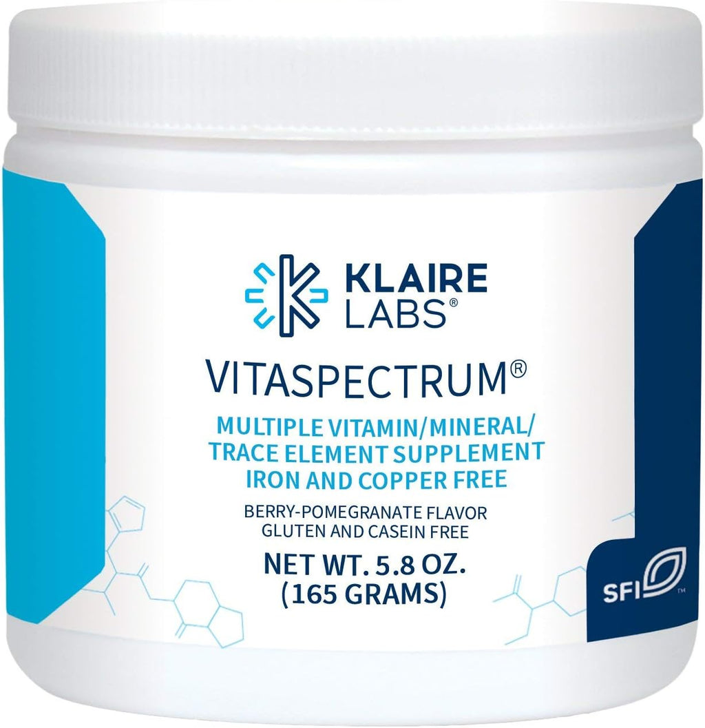 Klaire Labs SFI Health VitaSpectrum Powder - Multivitamínico Infantil en Polvo con 23 Nutrientes Esenciales, Sabor Tropical, Sin Cobre ni Hierro (171 g / 30 raciones)