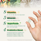 Zenkgo Women's Multivitamin with 25B Probiotics & Organic Greens - 60 Caps