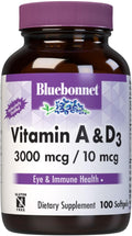Bluebonnet Nutrition Vitamina A y D3 10.000 UI/400 UI - 100 Cápsulas Blandas