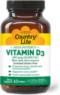 Country Life Vitamina D3 10.000 UI – 60 Cápsulas Blandas