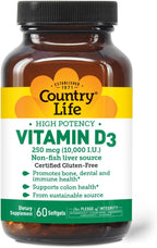 Country Life Vitamina D3 10.000 UI – 60 Cápsulas Blandas